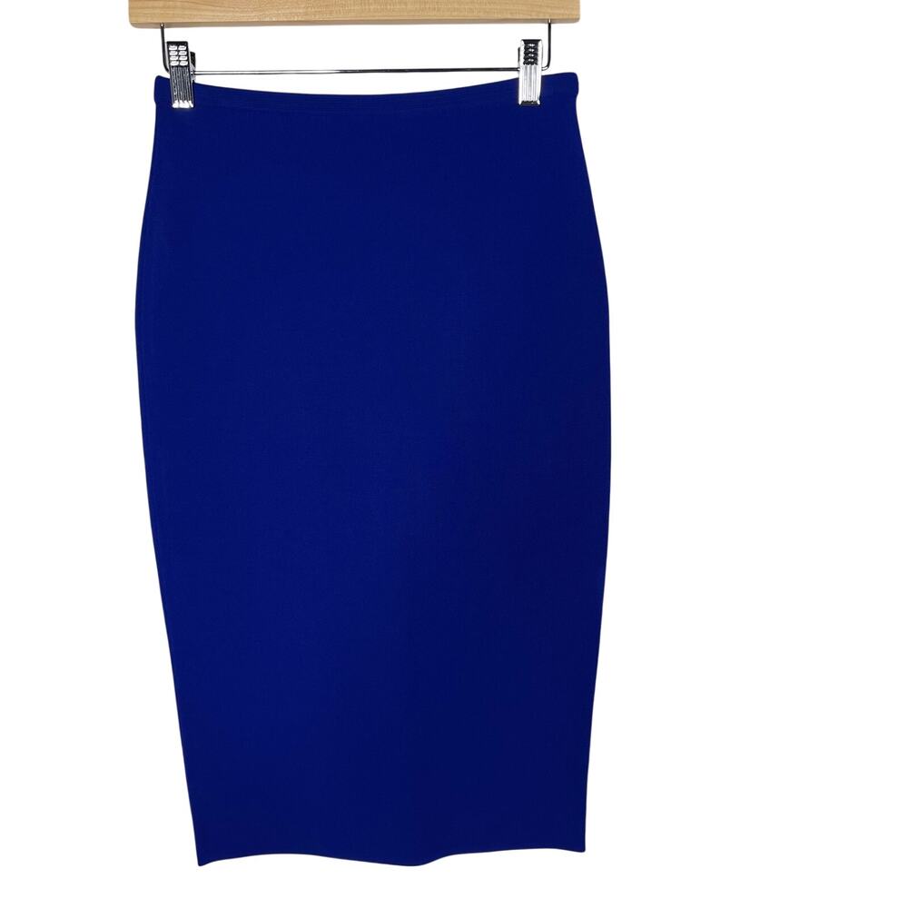 New Diane Von Furstenberg Size P Klein Blue Knit Pencil Skirt Elasticized Waist